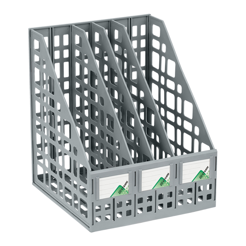 Лоток для бумаг вертикальный СТАММ сборный 4 отделения серый - фото 1