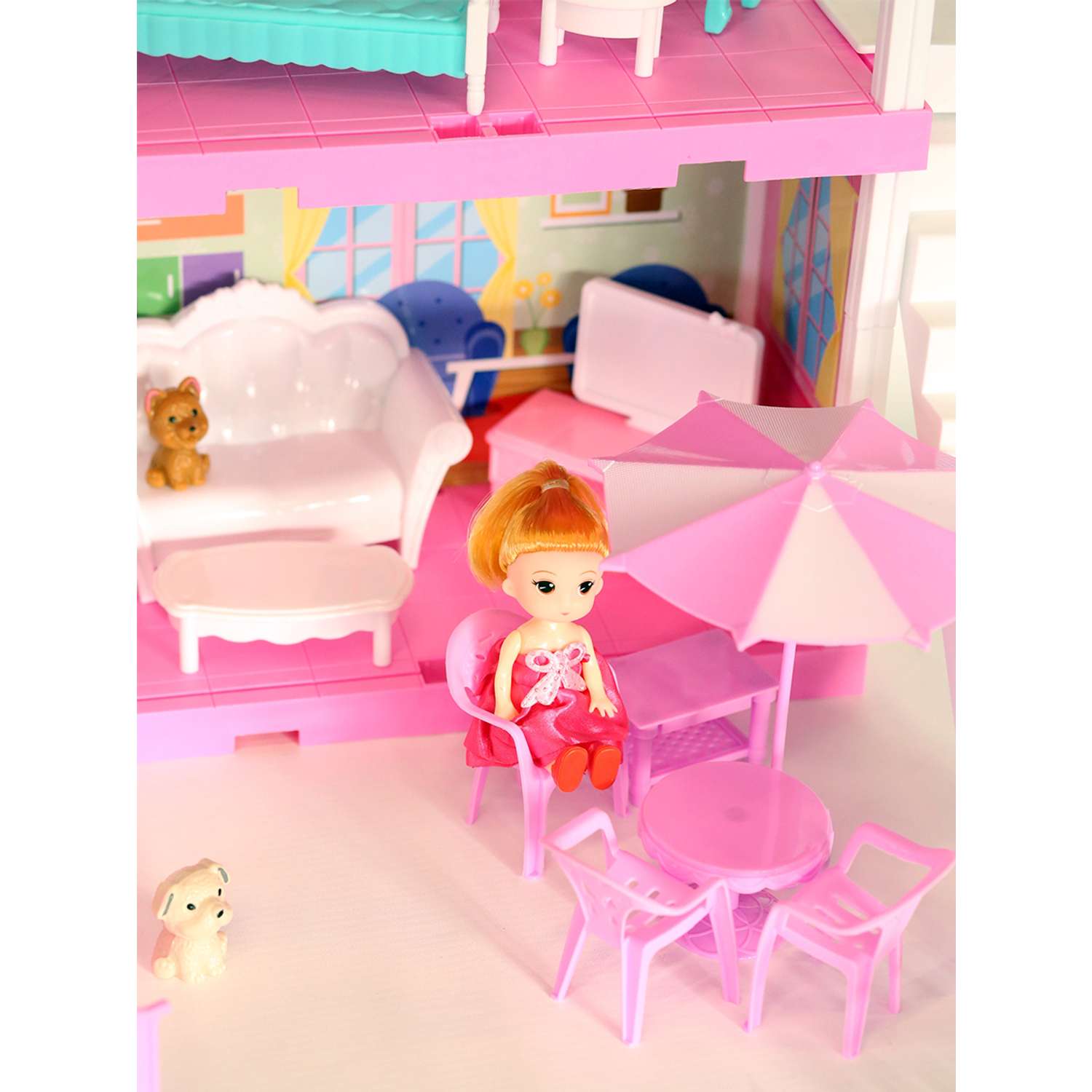 Кукольный дом SHARKTOYS двухэтажная вилла с куклой и питомцами 11500016 - фото 5