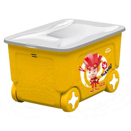 Ящик для хранения игрушек LittleAngel Фиксики на колесах 50л Желтый
