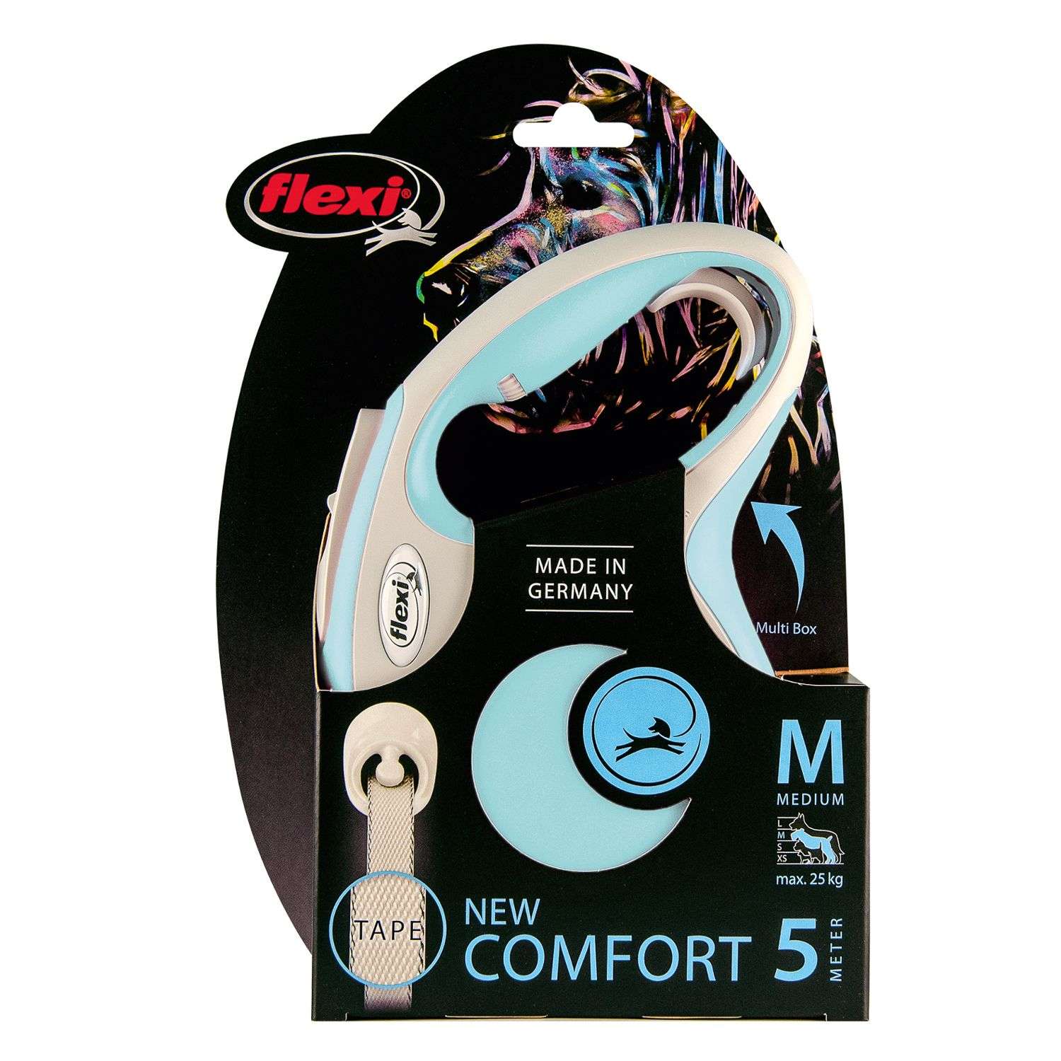 Рулетка Flexi New Line Comfort M лента 5м до 25кг Cерый-Голубой - фото 2