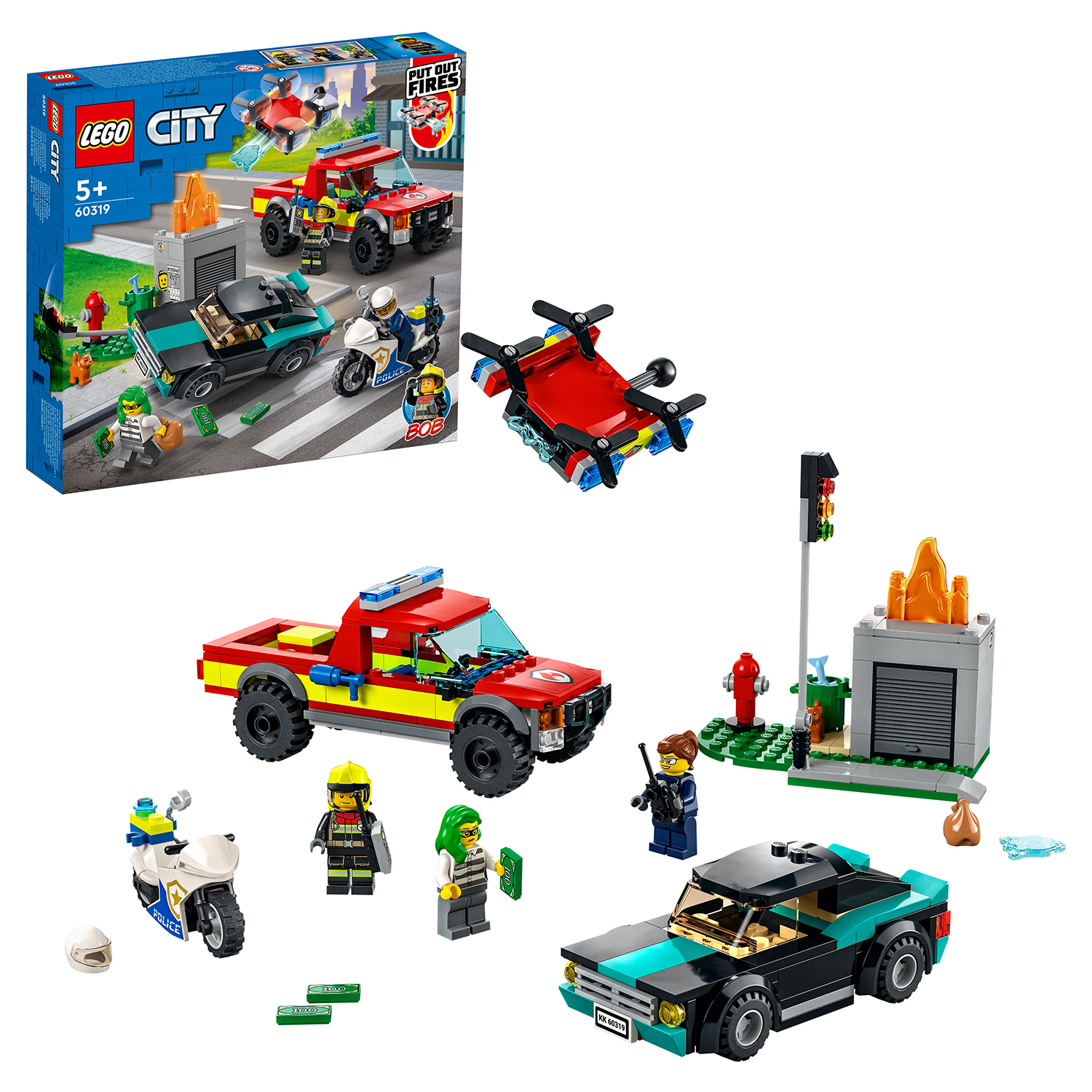 Конструктор LEGO City Fire Пожарная бригада и полицейская погоня 60319  купить по цене 2679 ₽ в интернет-магазине Детский мир