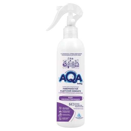 Спрей для очищения всех поверхностей AQA baby с антибактериальным эффектом 300мл с 0месяцев в ассортименте
