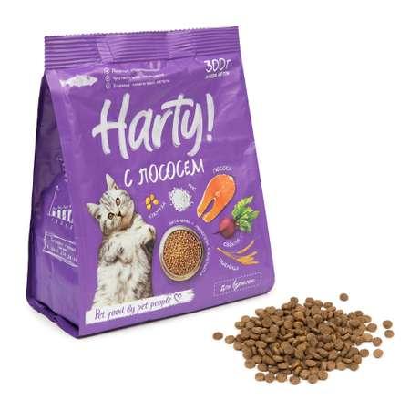 Корм для кошек Harty 0.3кг для чувствительного пищеварения с лососем сухой