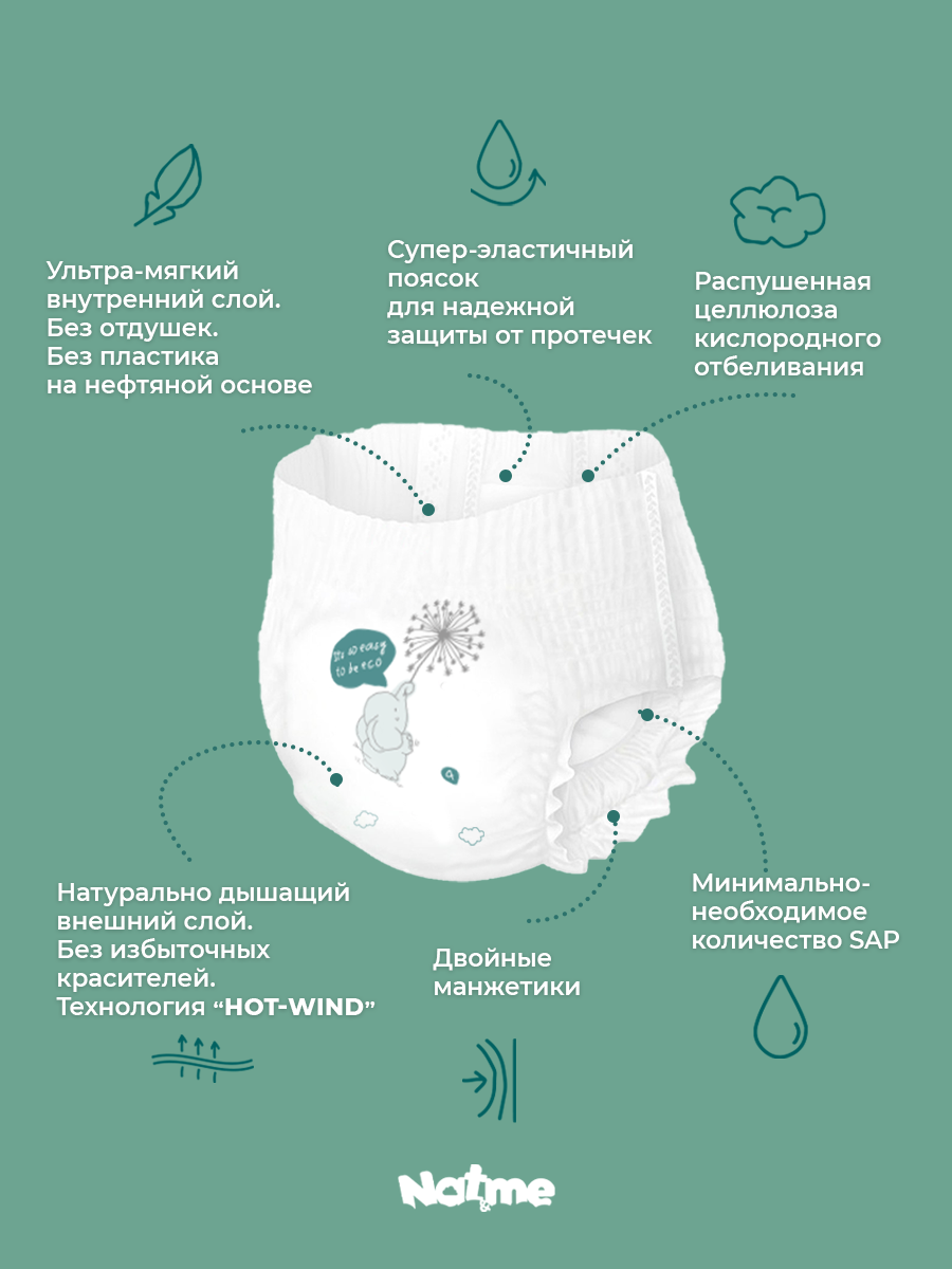 Трусики Natme Pure Nature XXL (&gt;17 кг) 32 шт. - фото 5