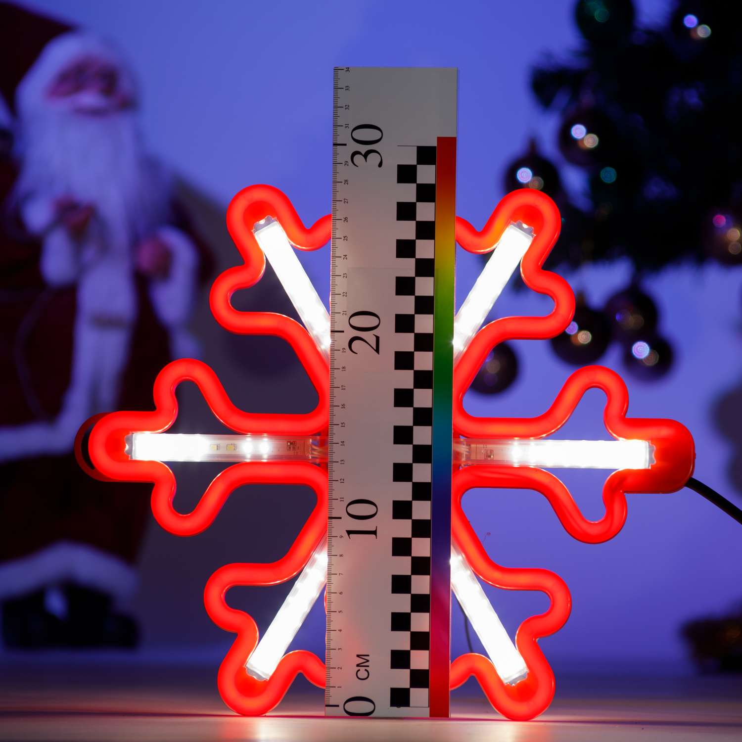 Фигура BABY STYLE Снежинка красный с эффектом белого пульсирования LED гибкий неон улица 30 см - фото 4
