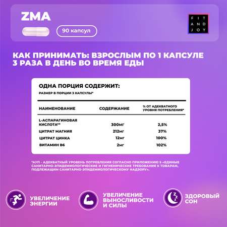 Набор витаминов для Мужчин FIT AND JOY ZMA + L карнитин в капсулах