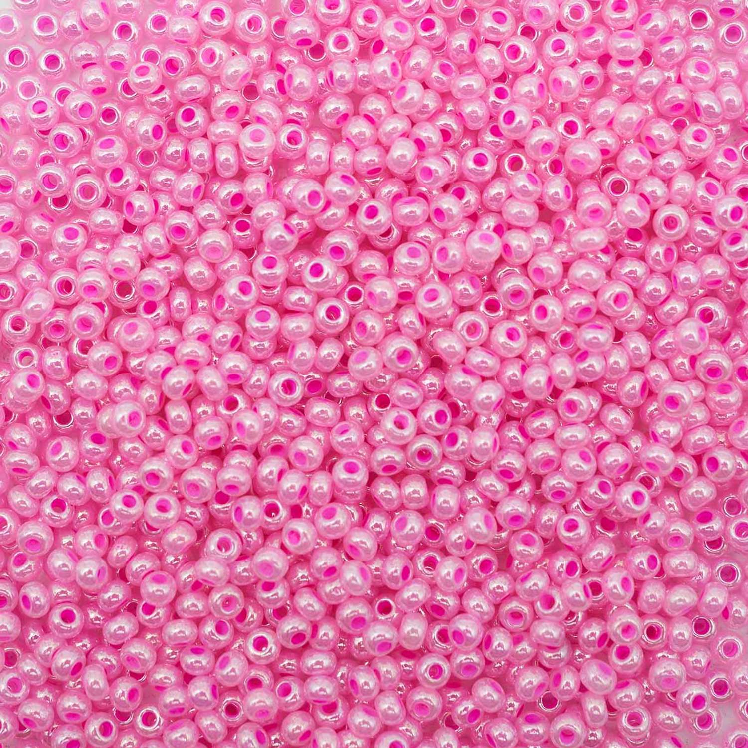 Бисер Preciosa чешский полупрозрачный жемчужный цветной центр 10/0 50 г Прециоза 37177 розовый - фото 1