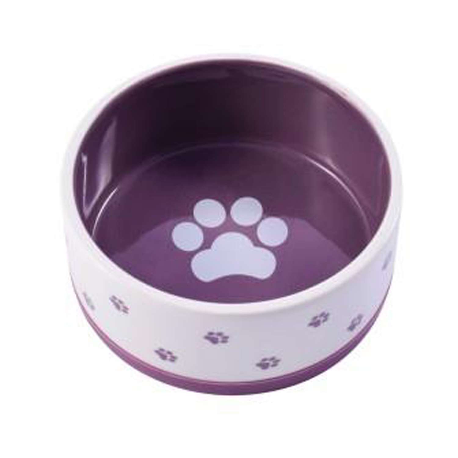 Миска для собак Mr.Kranch нескользящая 360мл Белый-Фиолетовый - фото 1