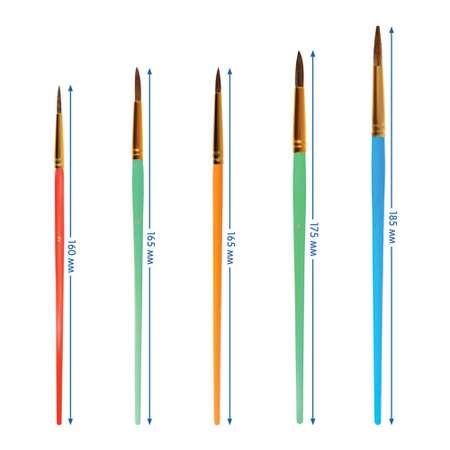 Набор кистей Мульти Пульти 5 шт. пони № 2 3 5 круглые. белка № 6 8 круглые блистер европодвес