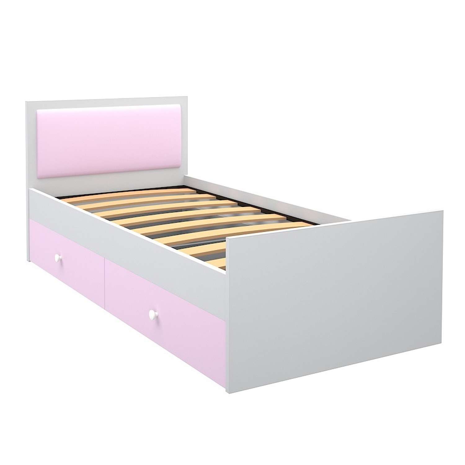 Кровать подростковая Феникс с мягким изголовьем и ящиком Светло-розовый - фото 1