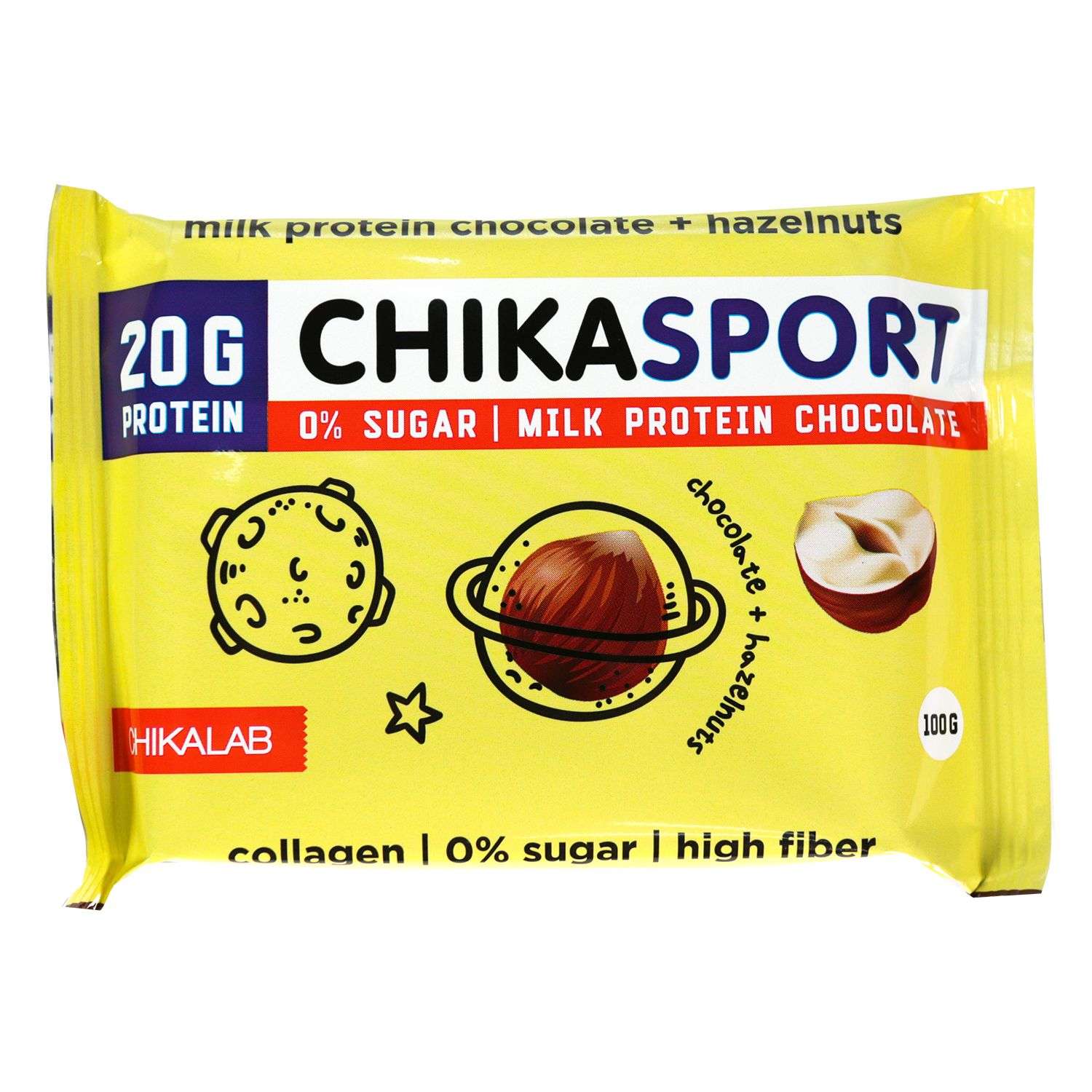 Шоколад Chikalab протеиновый молочный с фундуком 100г - фото 1