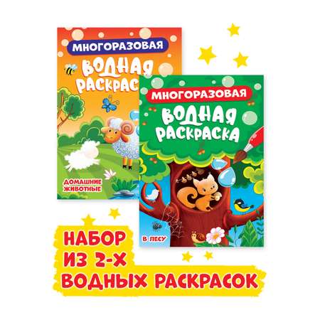 Набор Проф-Пресс Многоразовая водная раскраска 8 стр В лесу+домашние животные