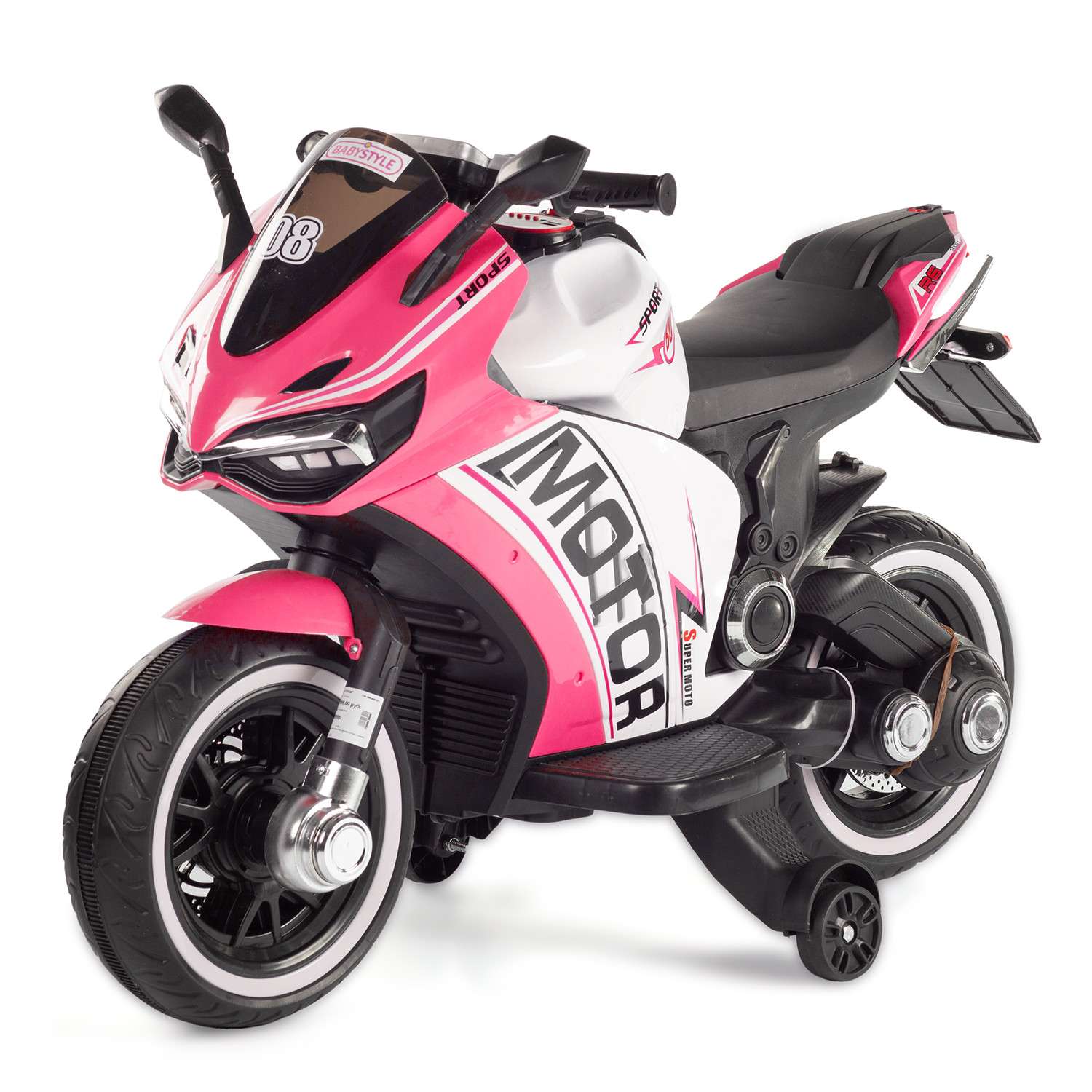 Мотоцикл BABY STYLE на аккумуляторе розовый со светом - фото 3