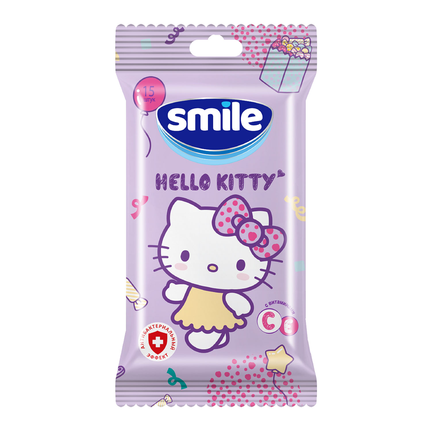 Салфетки влажные Smile W Hello Kitty 15шт в ассортименте - фото 3