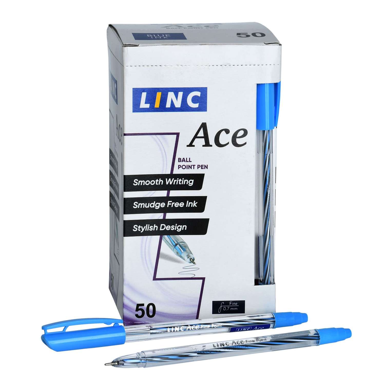 Ручки LINC Набор шариковых Ace синие чернила 50 штук ассорти - фото 1