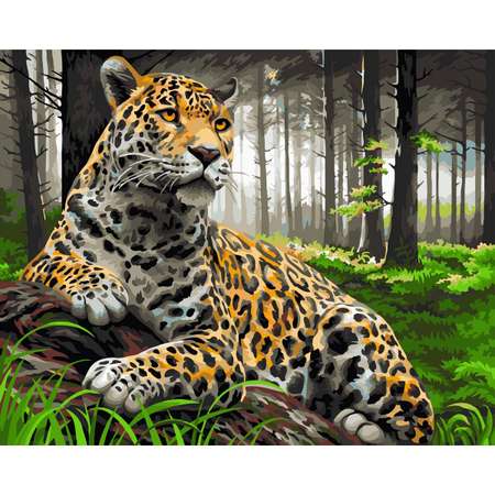 Картина по номерам Русская живопись для рисования Леопард в лесу 40*50 см