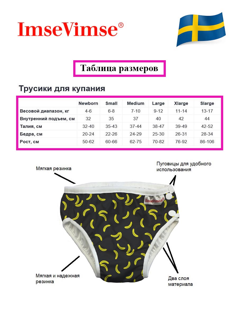 Плавки детские ImseVimse NB 4-6 kg 1-4 мес Black Banana - фото 4