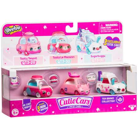 Машинки Cutie Cars 3шт +мини-фигурки Shopkins S3 Чайная минутка