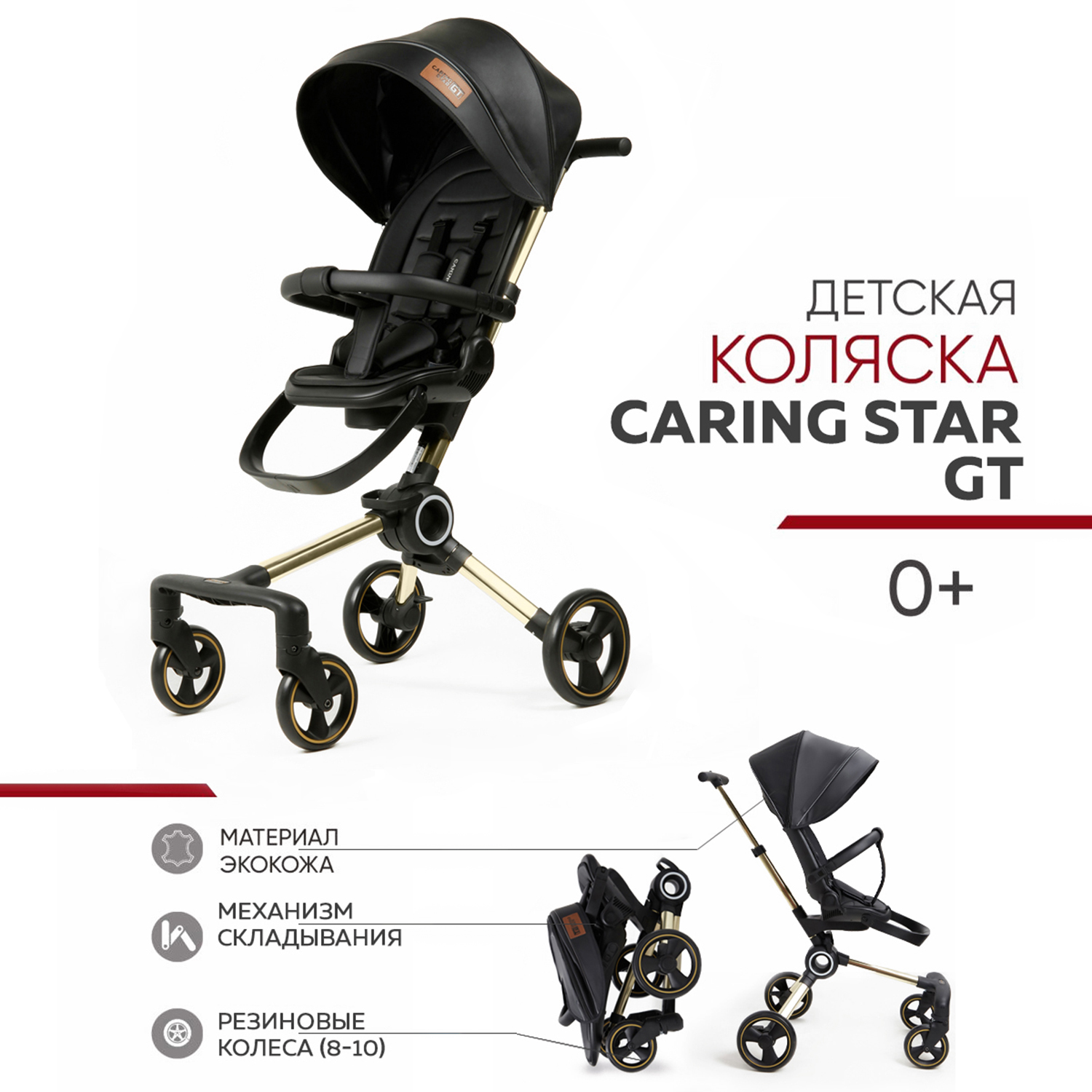 Коляска прогулочная CARING STAR GT черный