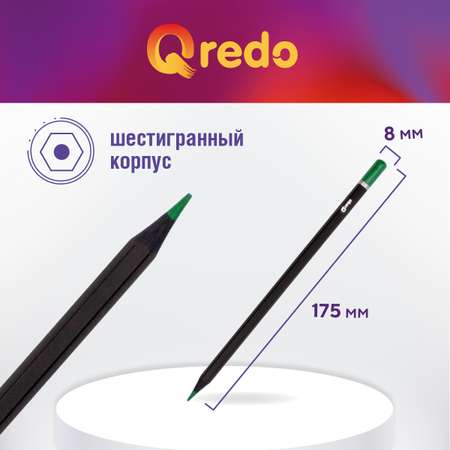 Карандаши акварельные Qredo 12 цветов деревянные шестигранные Mountains