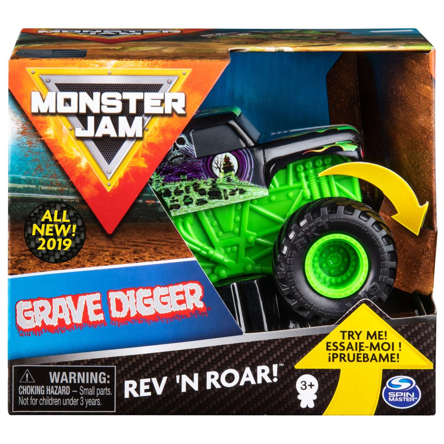 Машинка Monster Jam Звуки мотора 1:43 Grave Digger 6053250 6053250 - фото 2