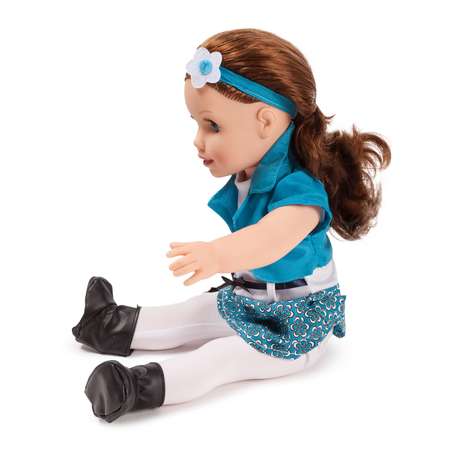 Кукла Demi Star Эмили Брюнетка в голубом пиджаке белой с голубым в цветок тунике белых лосинах