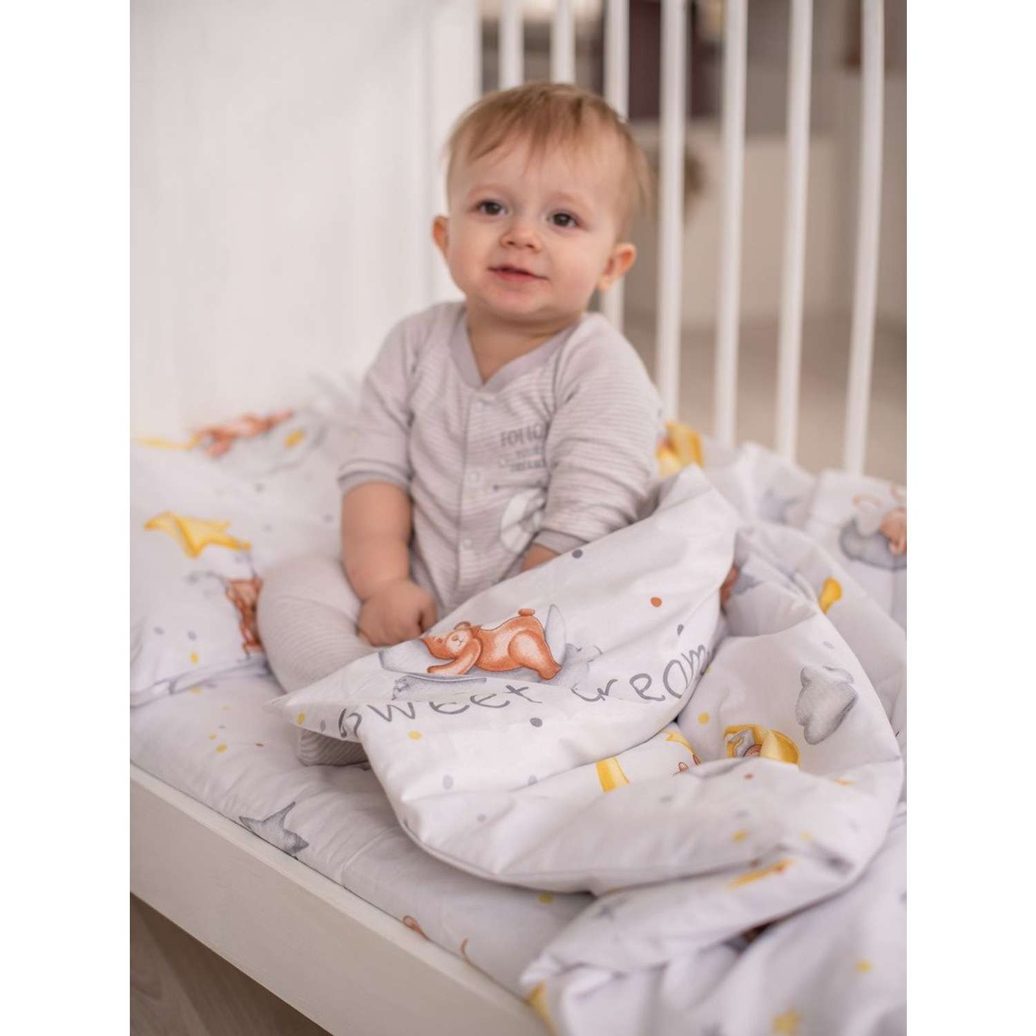 Комплект постельного белья SONA and ILONA в кроватку для новорожденных сатин - фото 2
