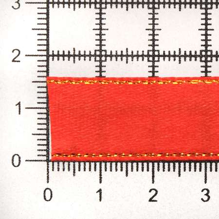 Лента Айрис атласная односторонняя упаковочная с золотой нитью 15 мм 22.86 м 163 красный