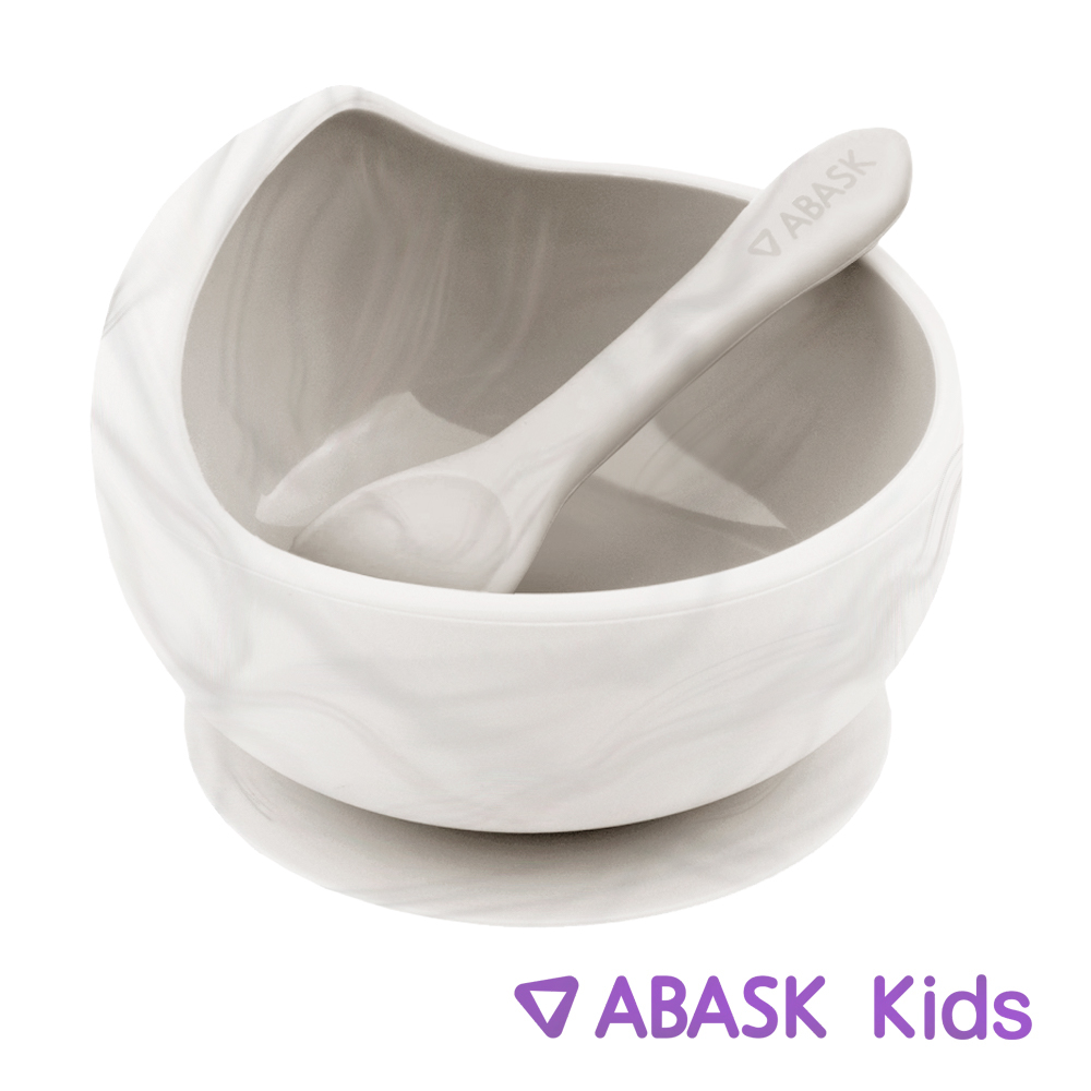 Силиконовая тарелка с ложкой ABASK milk - фото 1