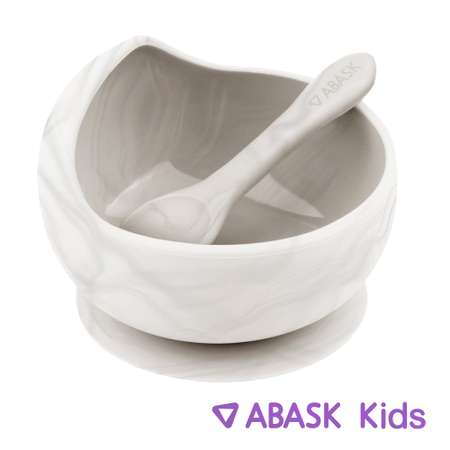 Силиконовая тарелка с ложкой ABASK milk