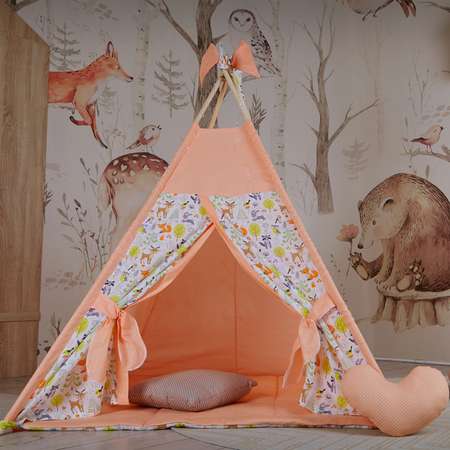 Детская палатка ВигваМАМ Лесные животные персик