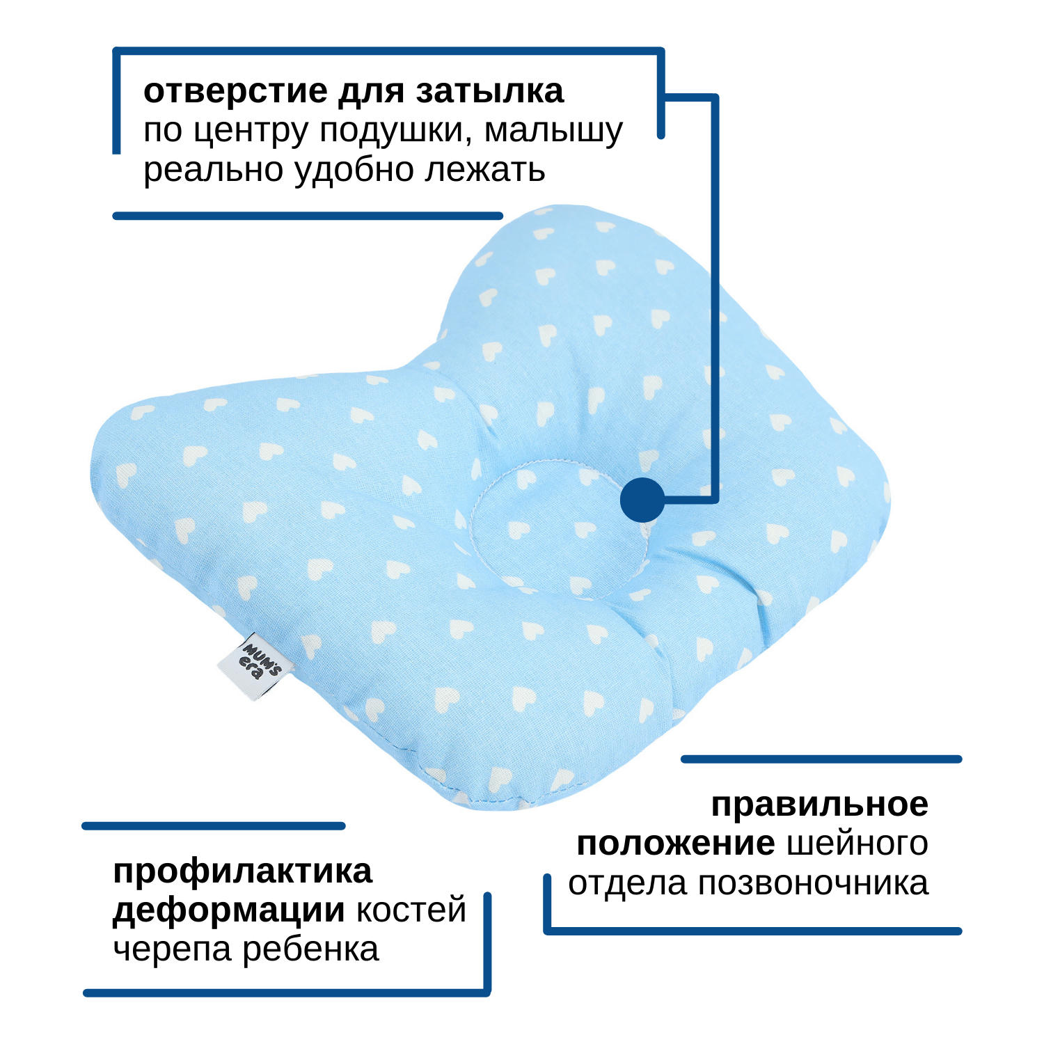 Подушка для новорожденных Mums Era ортопедическая голубая - фото 2