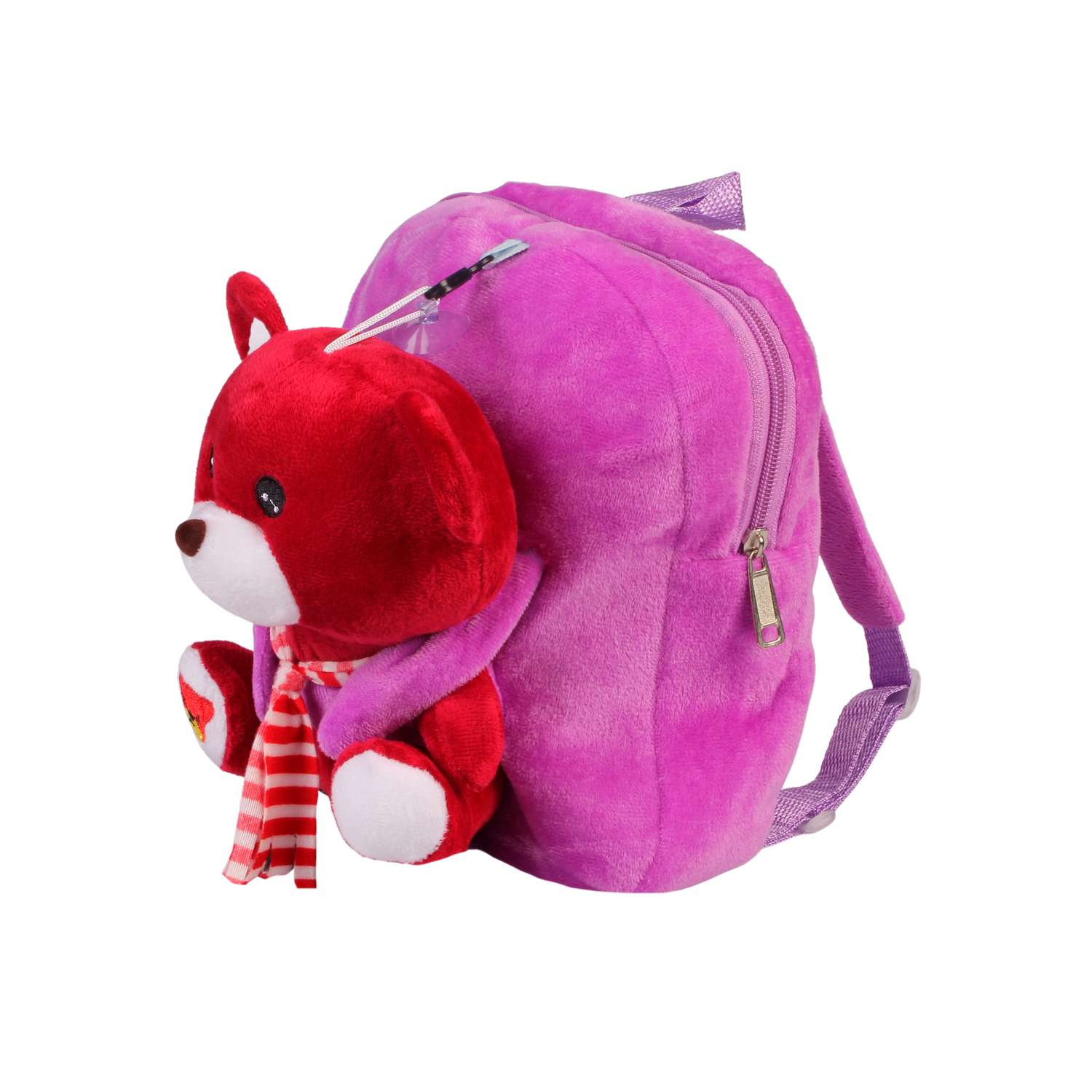 Рюкзак с игрушкой Little Mania фиолетовый Мишка бордовый - фото 2