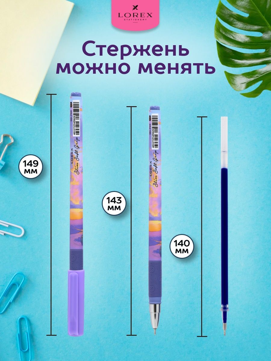 Ручки гелевые в наборе Lorex Stationery набор 4 штуки синие и черные чернила - фото 4