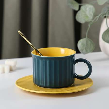 Чайная пара Sima-Land Профитроль чашка 200 мл блюдце цвет синиq желтый