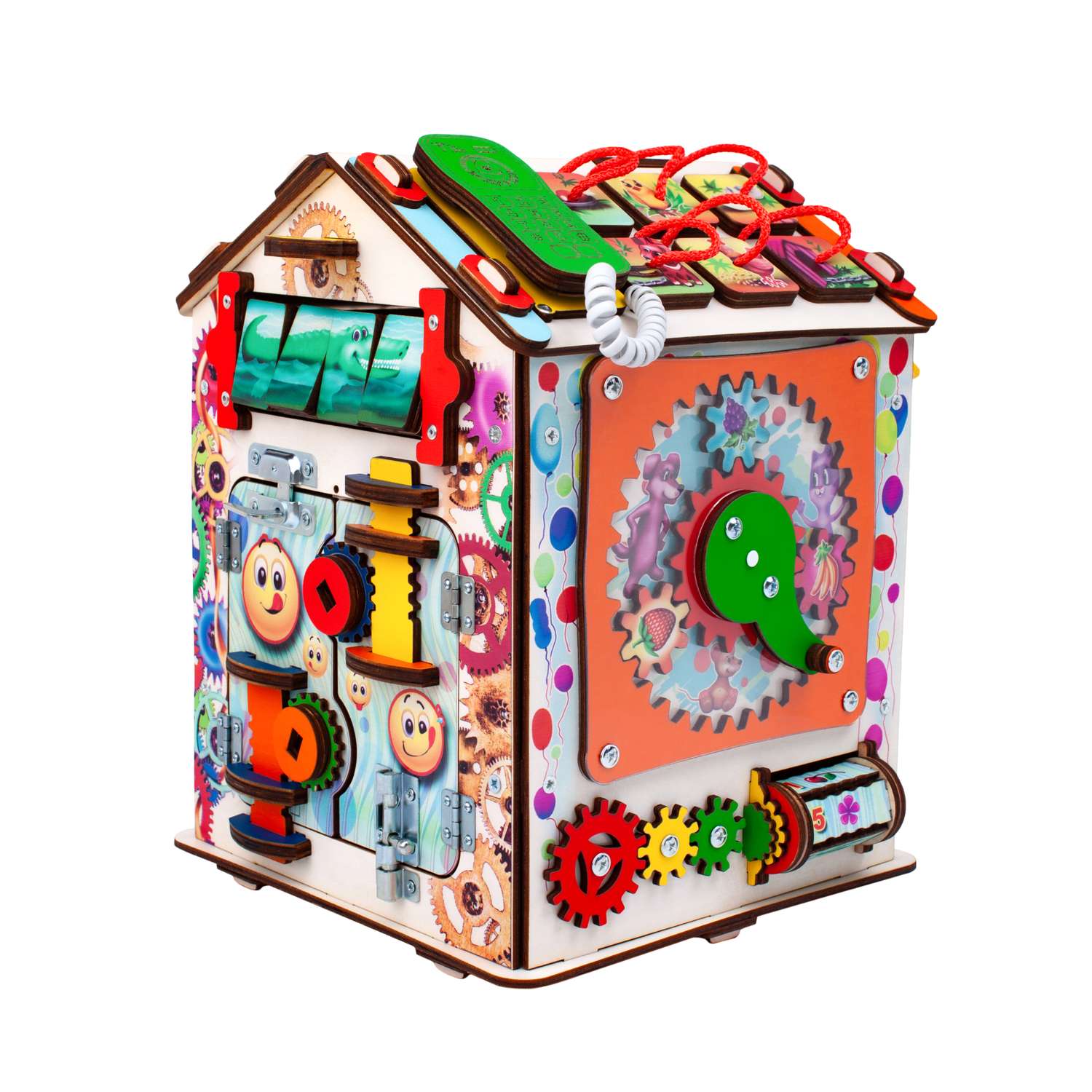 Бизиборд Jolly Kids развивающий домик со светом Смайлик - фото 2