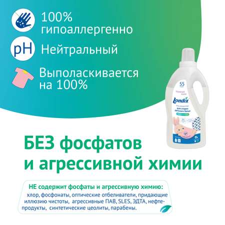 Гель для стирки детского белья Londix гипоаллергенный концентрат 2 л (55 стирок)