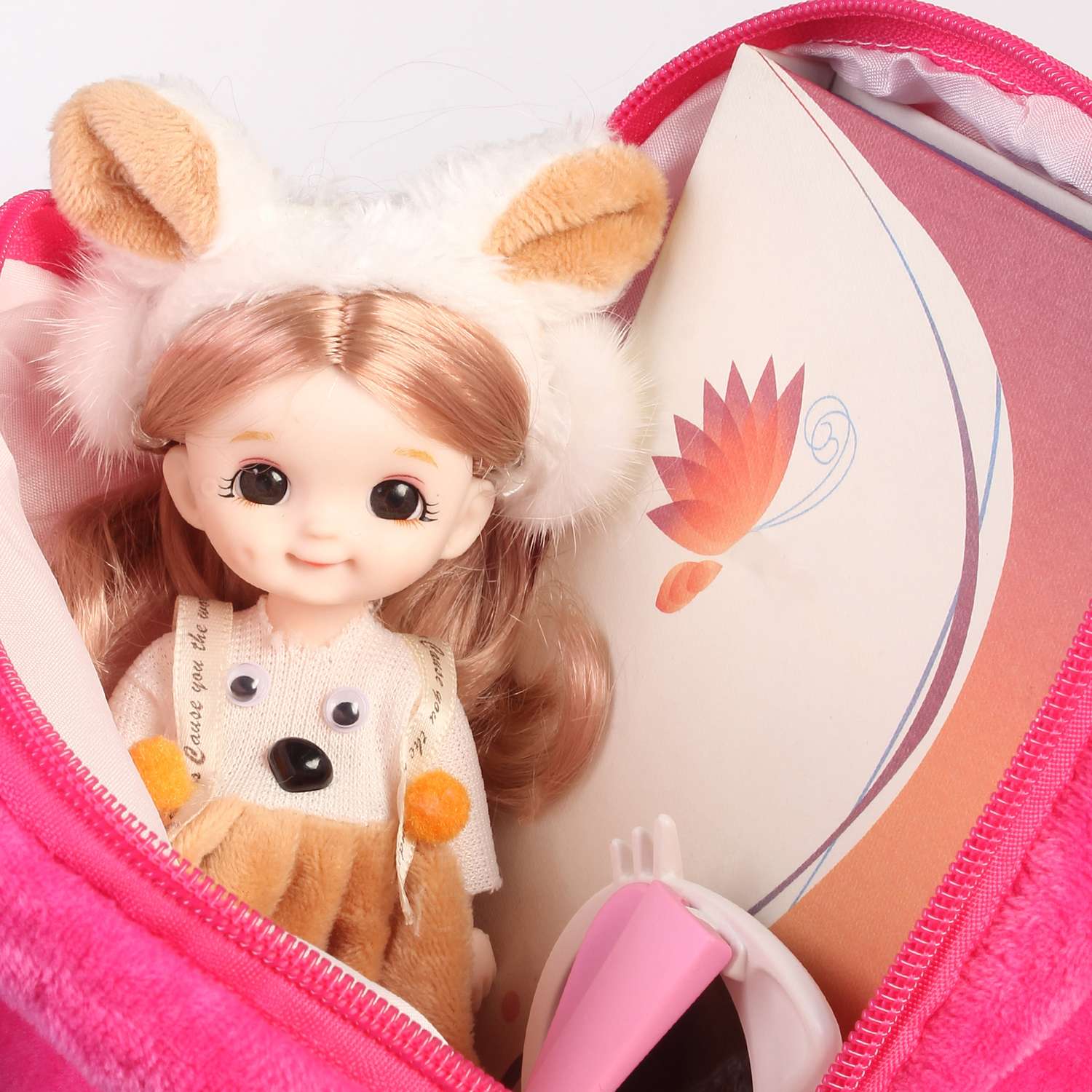Рюкзак с игрушкой Little Mania фуксия Дракоша розово-желтый - фото 6