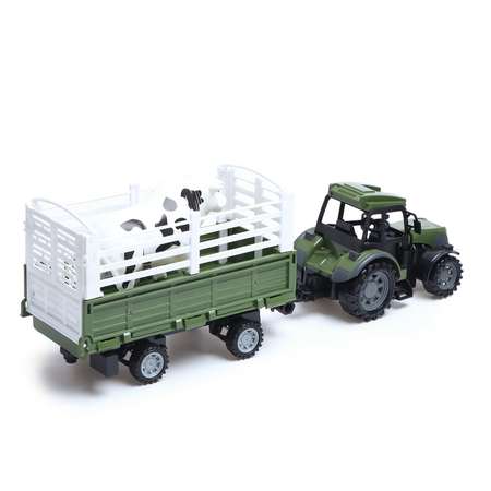 Трактор Автоград радиоуправляемый «Фермер» с прицепом и животным работает от батареек МИКС