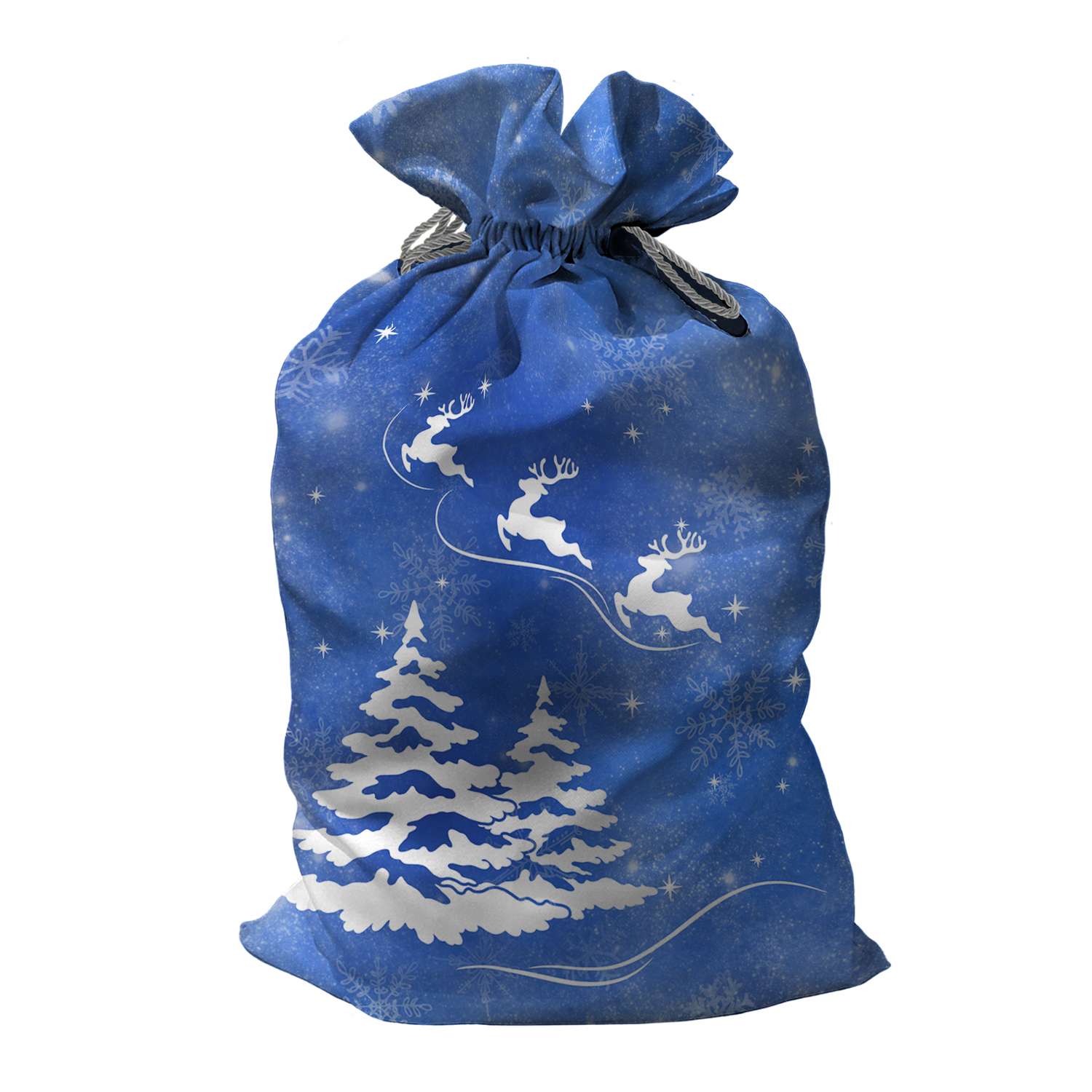 Мешок для подарков sfer.tex Деда Мороза 45х82 см Новогодний лес синий - фото 1