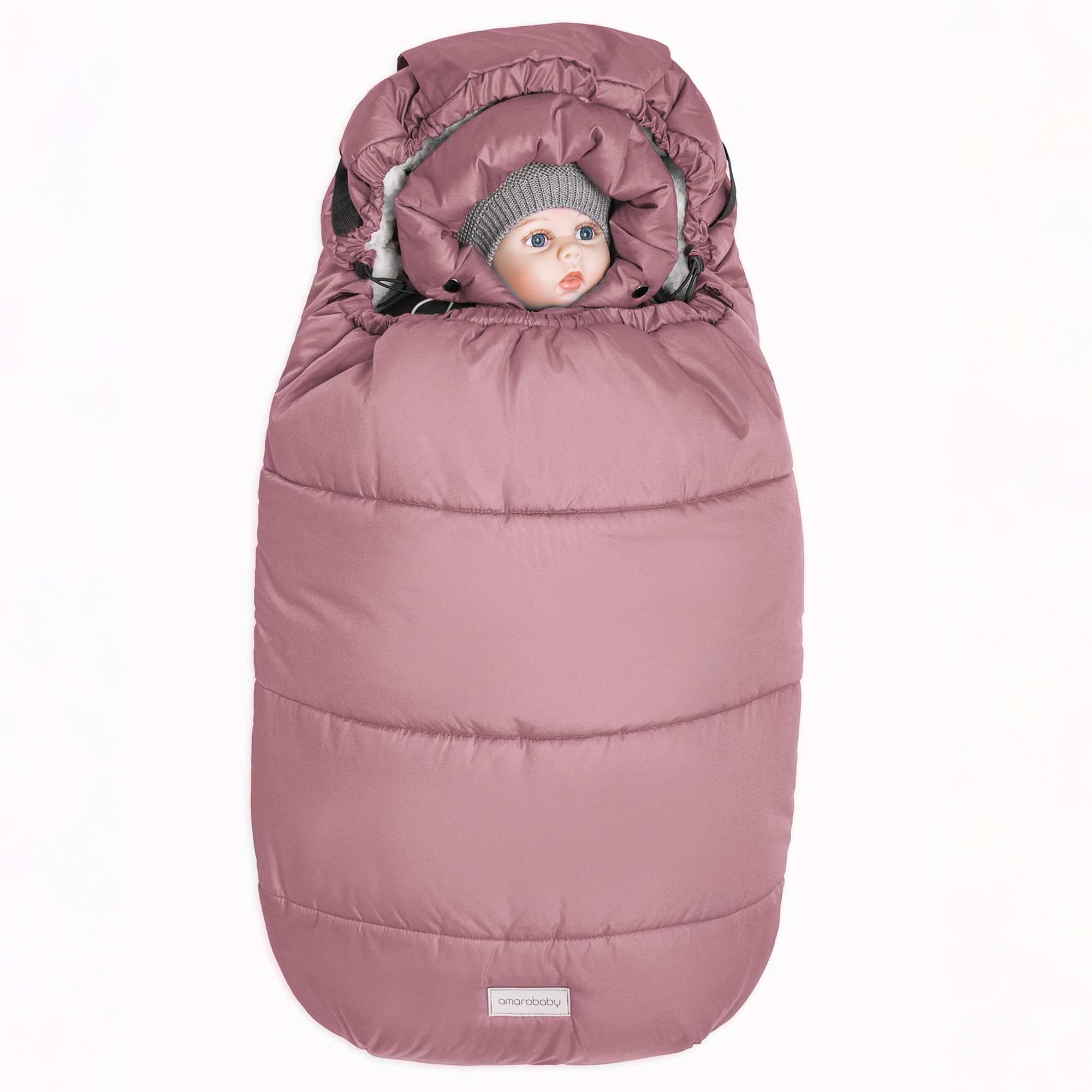 Конверт зимний меховой AmaroBaby Snowy Travel Розовый 105 см - фото 12