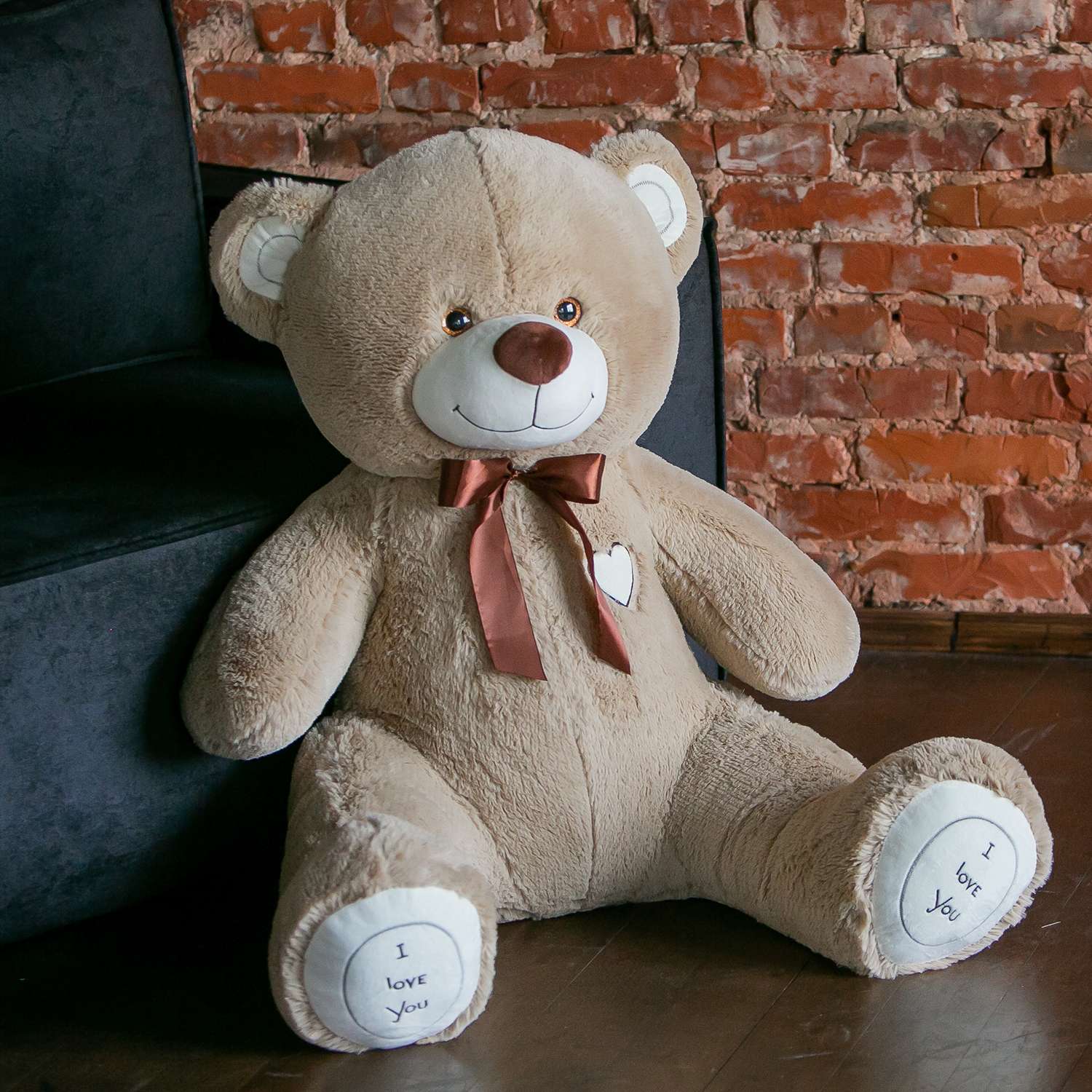 Мягкая игрушка Мягкие игрушки БелайТойс Плюшевый медведь Купер 150 см цвет кофейный - фото 2