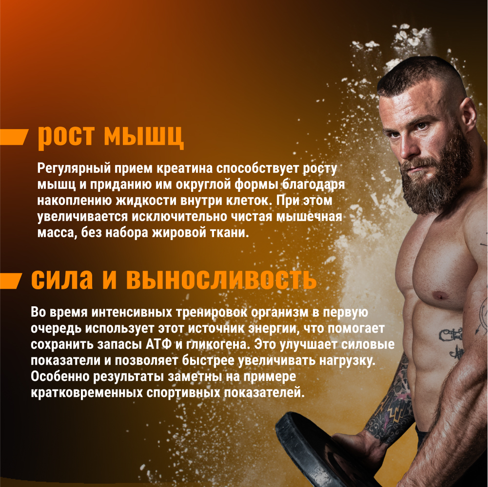 Креатин моногидрат BodyHack Creatine Monohydrate 200 г апельсин 40 порций - фото 5