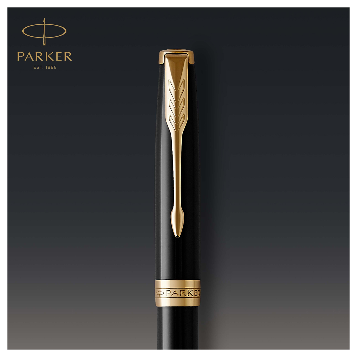 Ручка шариковая PARKER Sonnet Black Lacquer GT черная поворот подарочная упаковка - фото 2