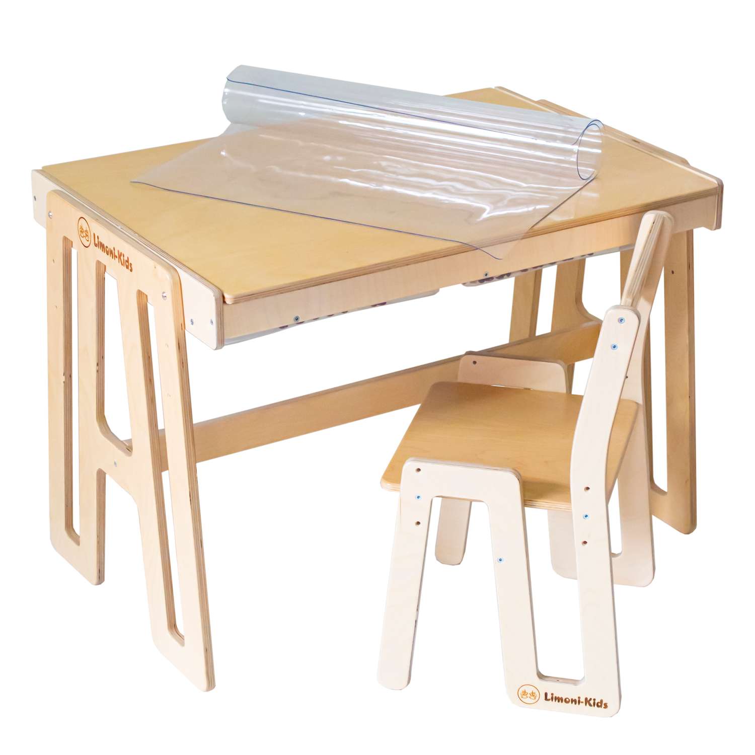 Детский стол и стул Limoni-Kids Растущий набор с грифельной доской и контейнерами - фото 1