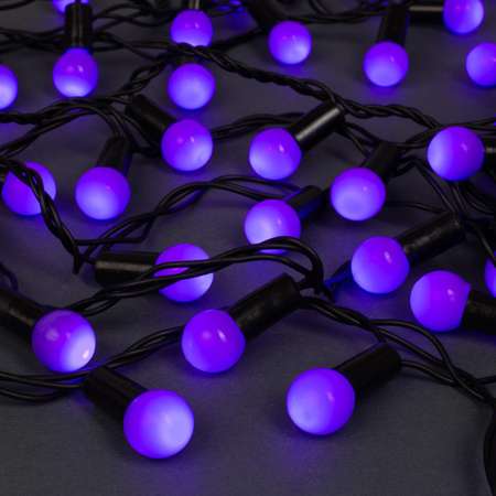 Гирлянда Luazon «Нить» «Шарики 1.5 см» IP44 тёмная нить 200 LED свечение фиолетовое 8 режимов 220 В