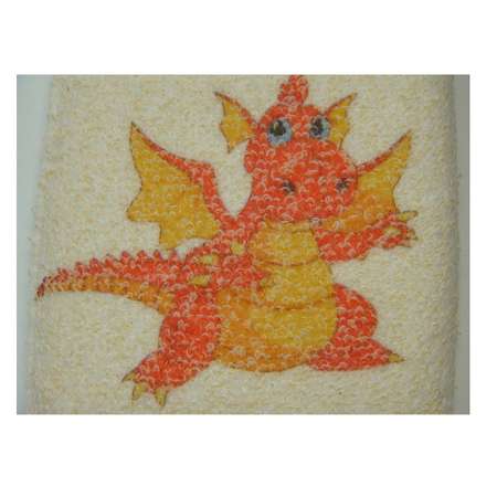 Мочалка детская Мойдодыр рукавица с рисунком дракона хлопковая