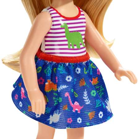 Кукла Barbie Челси Блондинка в топе с динозавром FXG82
