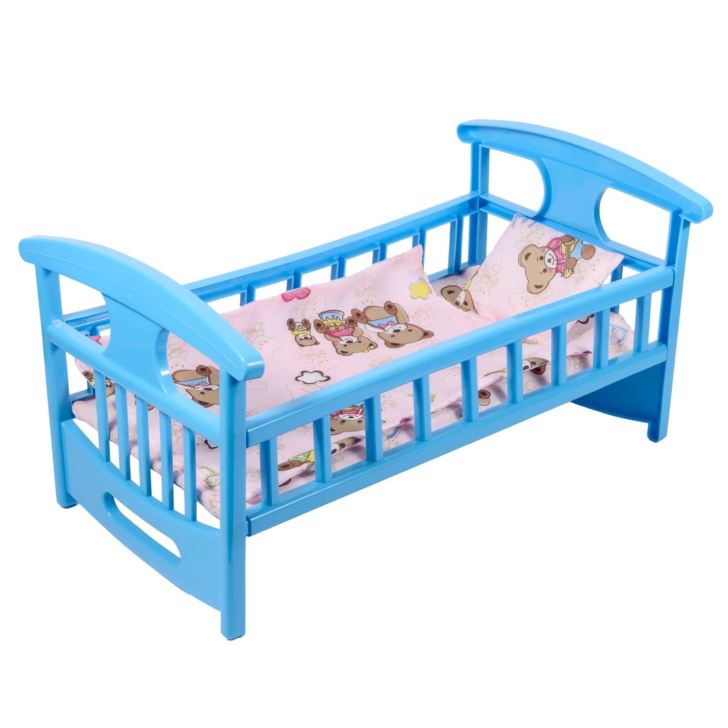Кроватка для кукол Green Plast с постелькой синяя ККП002 - фото 4