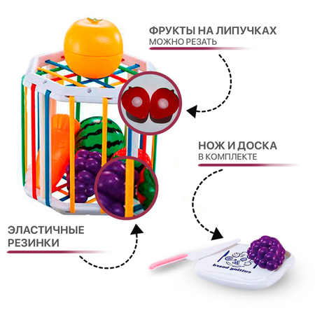 Сортер куб MyMoon Монтессори развивающая игрушка тактильные Веселая кухня